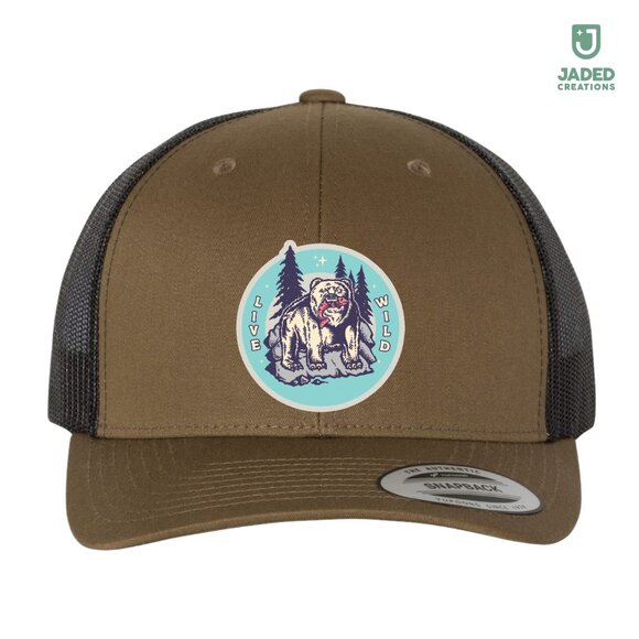 NEW Live Wild Polar Bear Outdoors 6 Panel Snap Back Trucker Hat - Picture 1 of 4